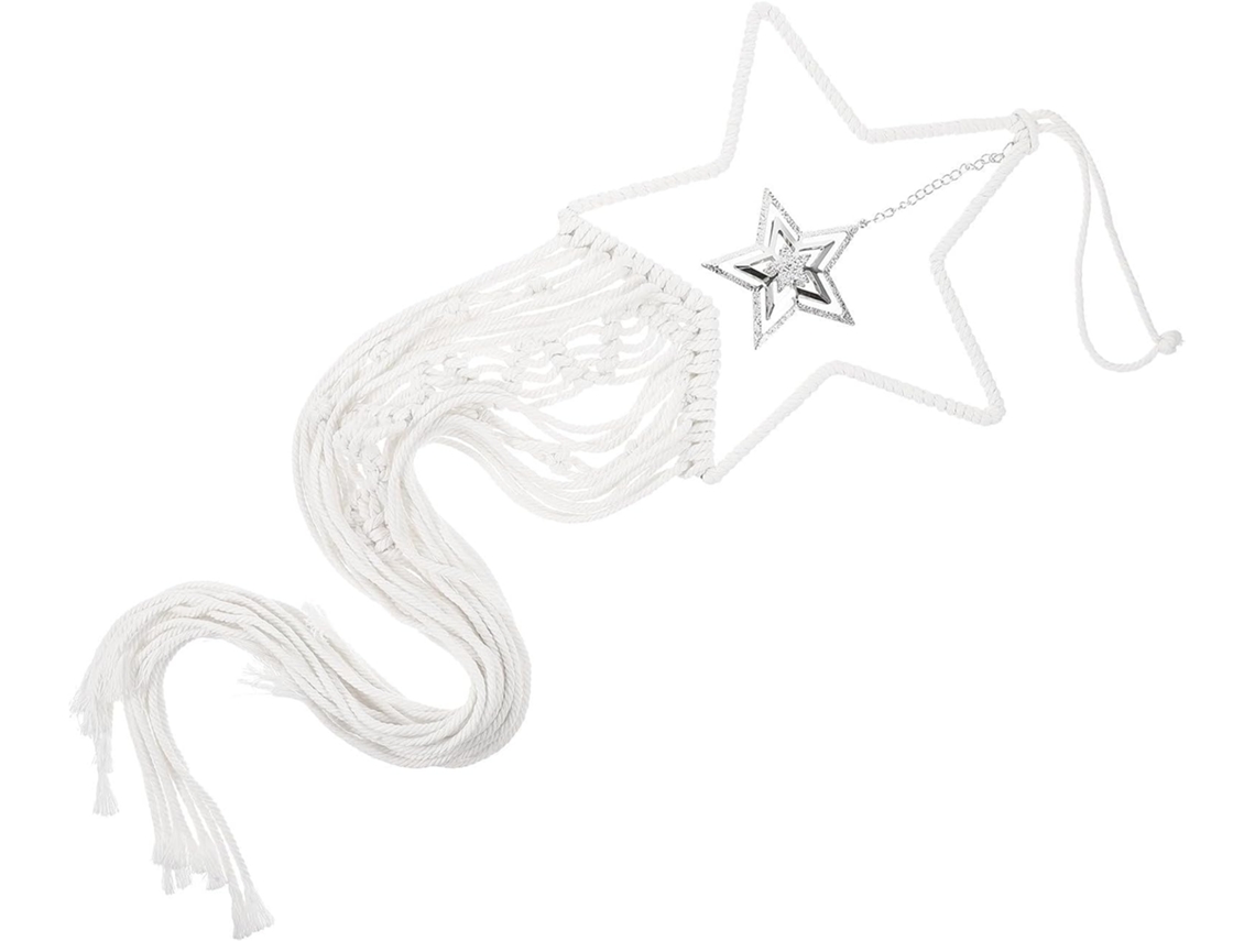 Estrela De Macramê Para Pendurar Na Parede Em Algodão, Decoração Branca.