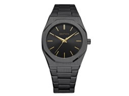Relógio Masculino de Quartzo com Fecho Duplo de Pressão em Formato de Borboleta MDUG (preto e Dourado)