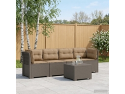 Vidaxl Sofá De Jardim 4 Lugares Com Almofadas Look Rattan Pp