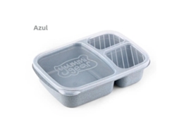 (azul) Lancheira Retangular Com Divisórias, Própria Para Micro-ondas E Ecológica.