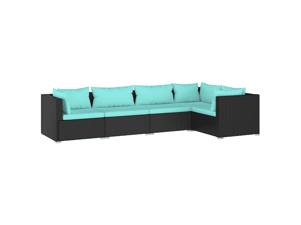 Maison Exclusive - 5 Pcs Conjunto Lounge De Jardim C/ Almofadões Vime Pe Preto