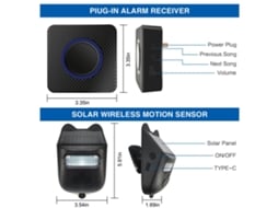 Alarme de Entrada Solar (984ft) com Sensor de Movimento | S/MARCA