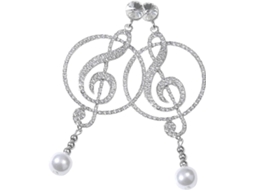 Brincos Musicais Pendentes Em Prata De Lei 925 Brilhante, Femininos, Para Noite E Festivais.