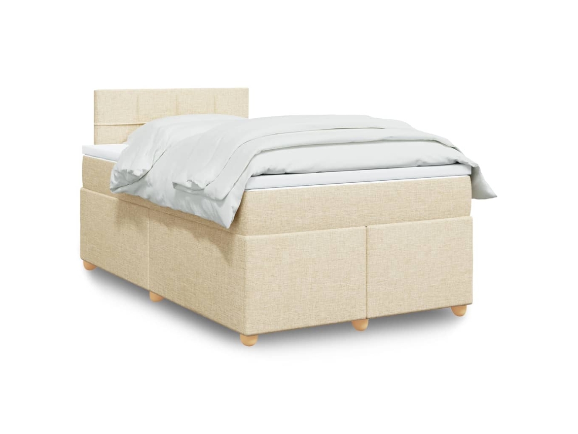 Vidaxl Cama Com Molas/colchão 120x200 Cm Tecido Cor Creme