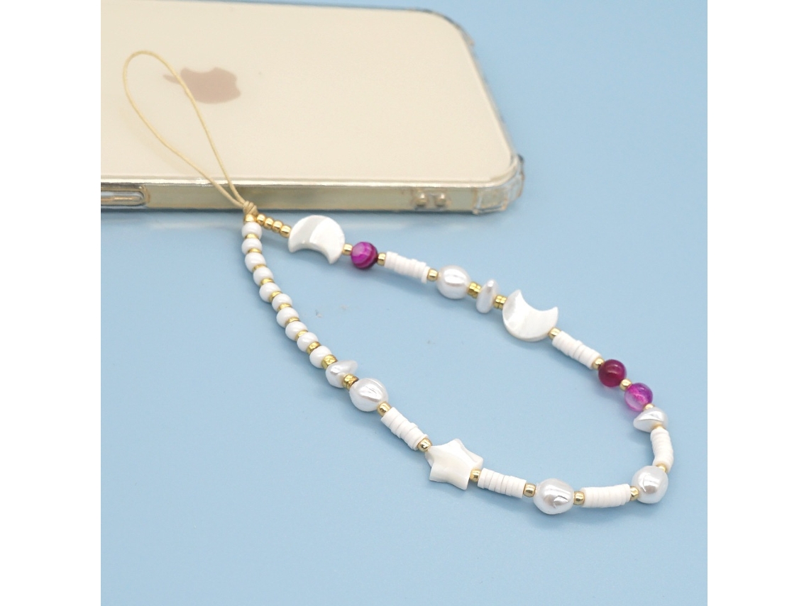 Tressino Colar De Celular Com Contas, Pulseira, Carta De Amor, Estrela E Lua.