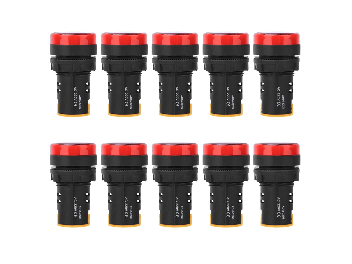 10pcs Luz Indicadora De Potência Led Ad16-22d/s Berm 22mm Shell Retardante À Chama Pc