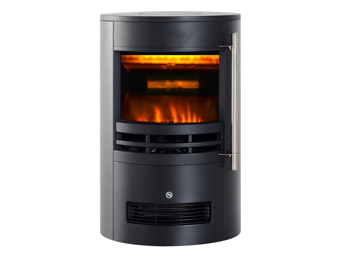 Lareira Elétrica de Piso 900/2000w com Efeito de Chama, Temperatura Ajustável e Proteção Contra Superaquecimento, 41x41x64,5cm, Preto