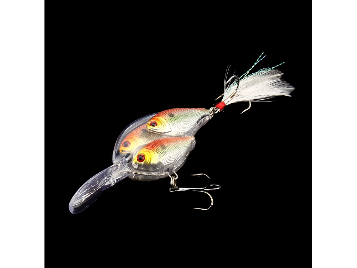 Fake Bait (rocking School Of Fish Crystal Feather) Rocking School Of Fish Crystal Feather Three-fish Combo Double Hook Fake Bait 9.7cm Orange