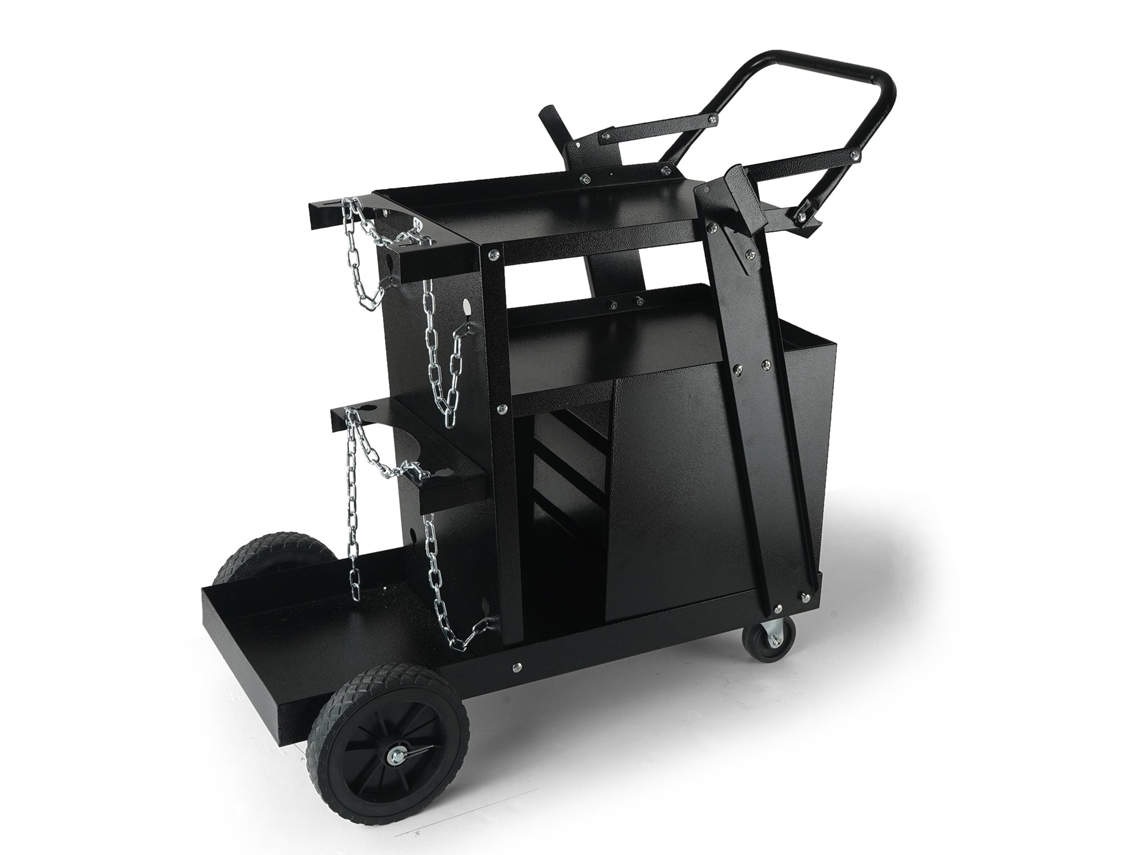 VEVOR Carro Soldador de 2 Camadas, 4 Gavetas, 265 Lbs, Rodas 360, Corrente de Segurança, Armazenamento Tanque