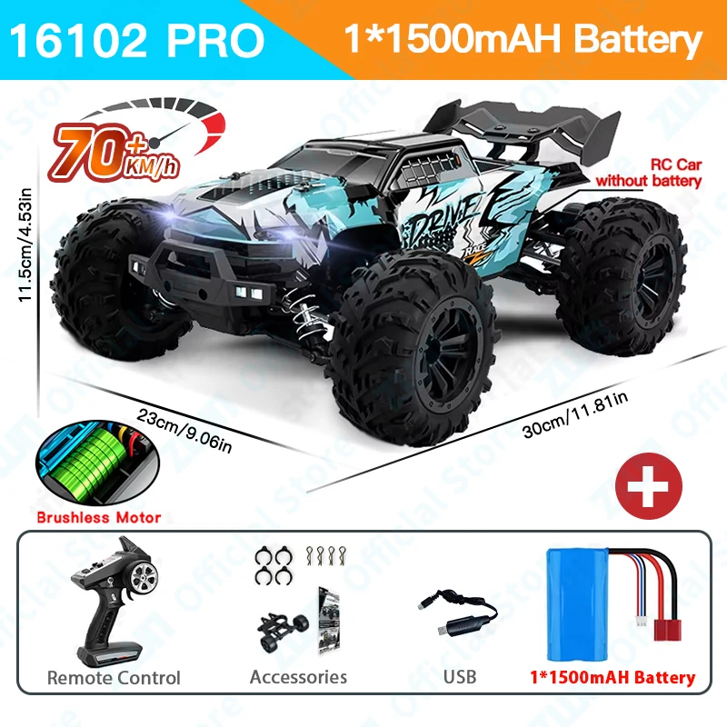 (azul) Carro De Controle Remoto 4wd Com Luzes Led, Caminhão De Drift De Alta Velocidade, Adequado Para Crianças.