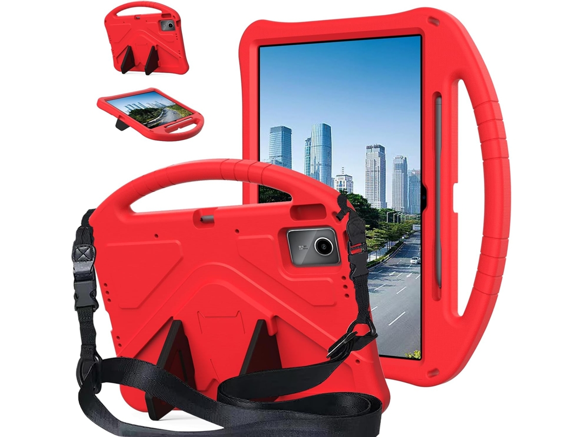 Capa Para Lenovo Idea Tab Plus 12.1“ (2025) Para Criança Leve Em Eva, À Prova De Choque, Com Pega E Suporte.alça De Ombro Vermelho Hexinyigjly