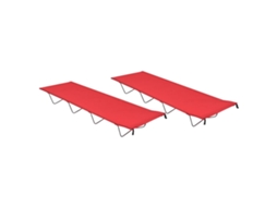 Vidaxl Camas De Campismo 2pcs 180x60x19cm Tecido Oxford E Aço Vermelho