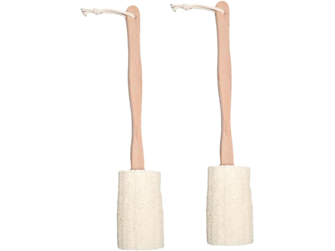 Lurelia Pack De 2 Buchas Vegetais De Banho Para Costas, Bucha Vegetal, Cabo Longo E Cerdas Macias, Uso Diário