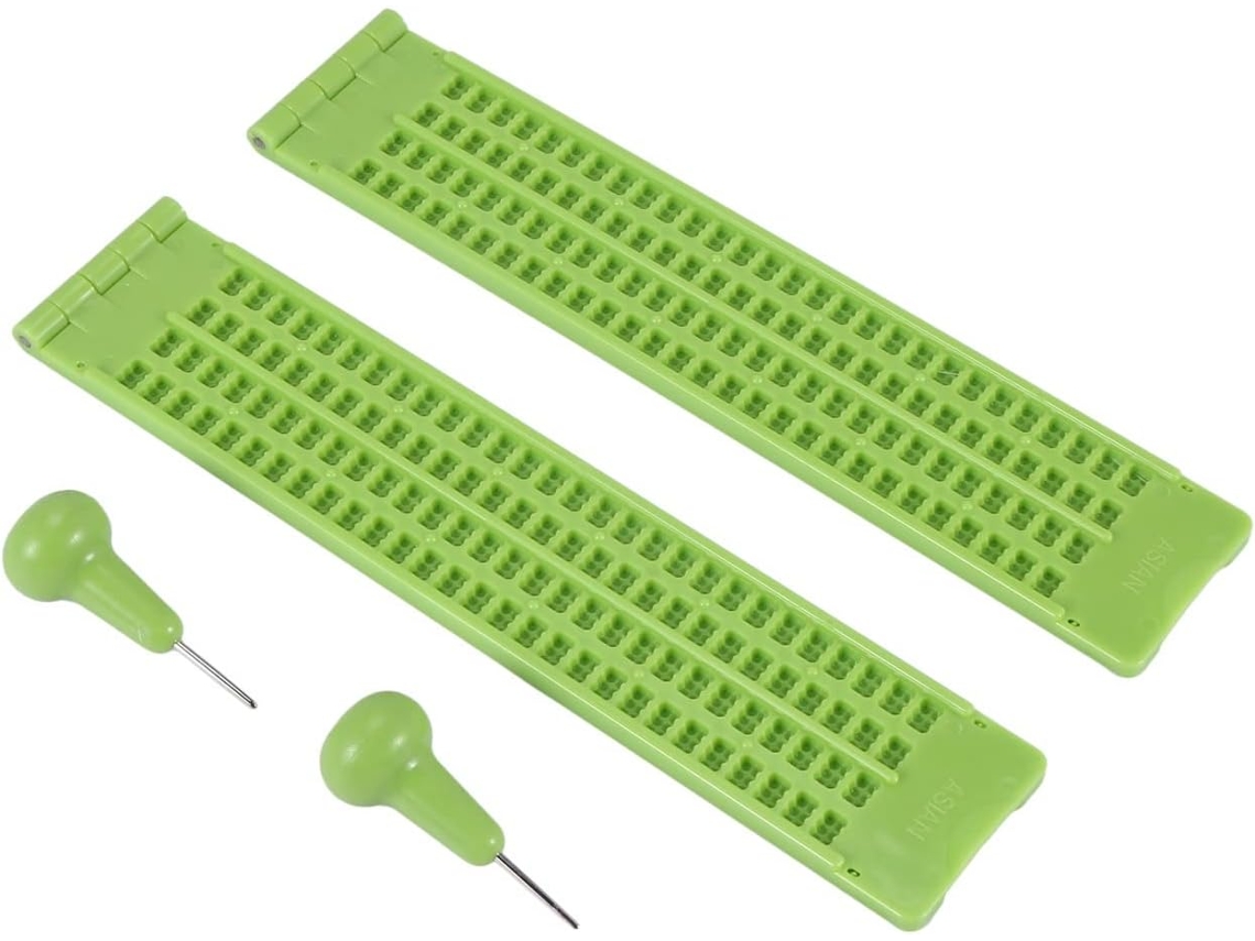 Kit de Braille de Plástico de 4 Linhas e 28 Células, Verde SFUSHOS (2)