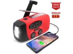 Rádio de Emergência AQUAFORGE com energia solar, manivela, funções FM/AM