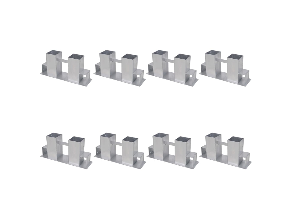 Vidaxl Auxiliares De Empilhamento De Lenha 8 Pcs Aço Prateado