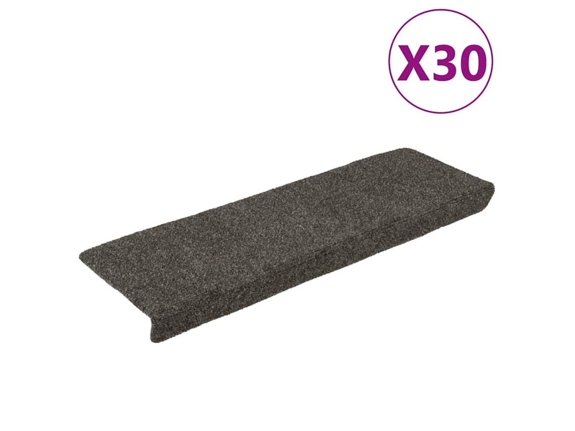 Vidaxl Tapetes De Escada Autoadesivos 30 Peças 65x21x4 Cm Antracite Borda Retangular