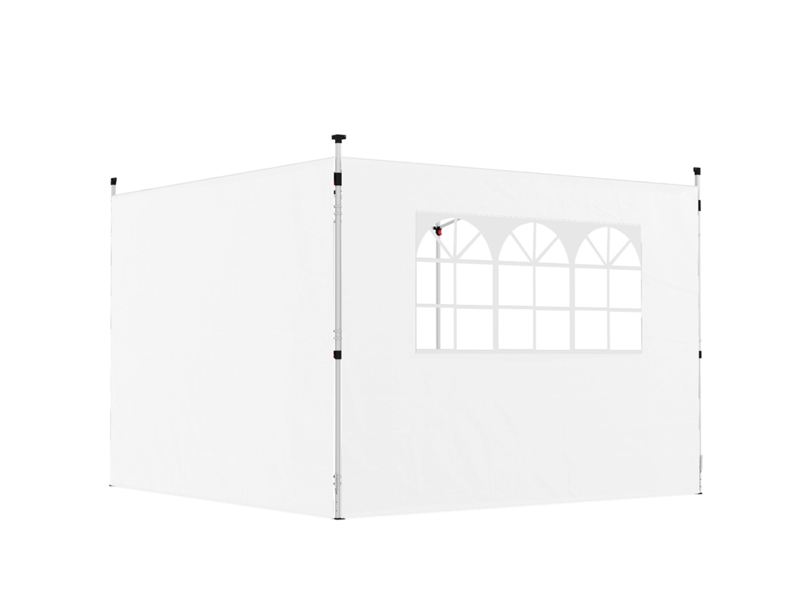 Guarda-sol Ø265x244cm com manivela manual e franjas em creme