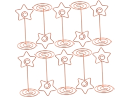 Conjunto de 10 Pins Fotográficos em Formato de Estrela de Metal Dourado Cinco Pontas com Base Espiral, Ideais para Exibição
