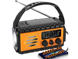 Rádio meteorológico de emergência AQUAFORGE com manivela, bateria reserva 2000mah, amarelo