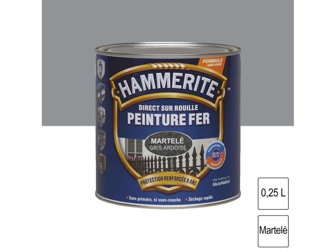 Tinta De Ferro Martelado Hammerite Julien 0,25l Cinza Ardósia Exterior Fosco Específico