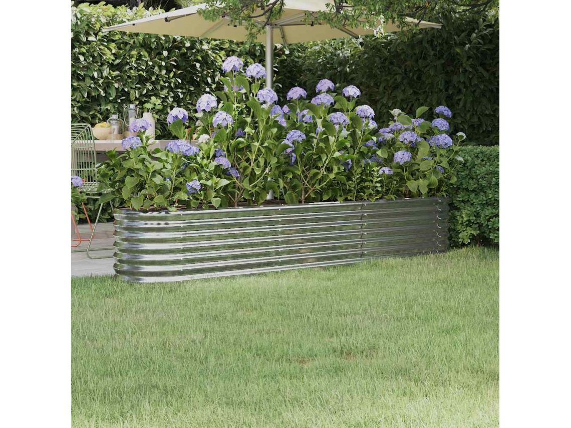 Vidaxl Canteiro Elevado Jardim 224x40x36cm Aço Galvanizado Prateado