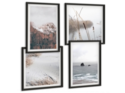 Composição De Quadros Na Parede Cachoeiras, Arredores Verdes Moldura Preta Quadros Para A Sala De Estar Espelharte (conjunto De 4 Imagens)