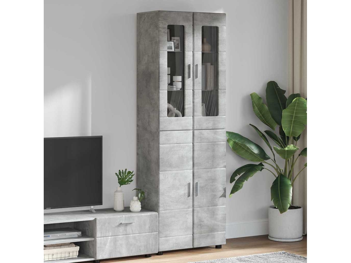 Vidaxl Buffê Florin 60 X 35 X 182 Cm Cinzento Derivados De Madeira