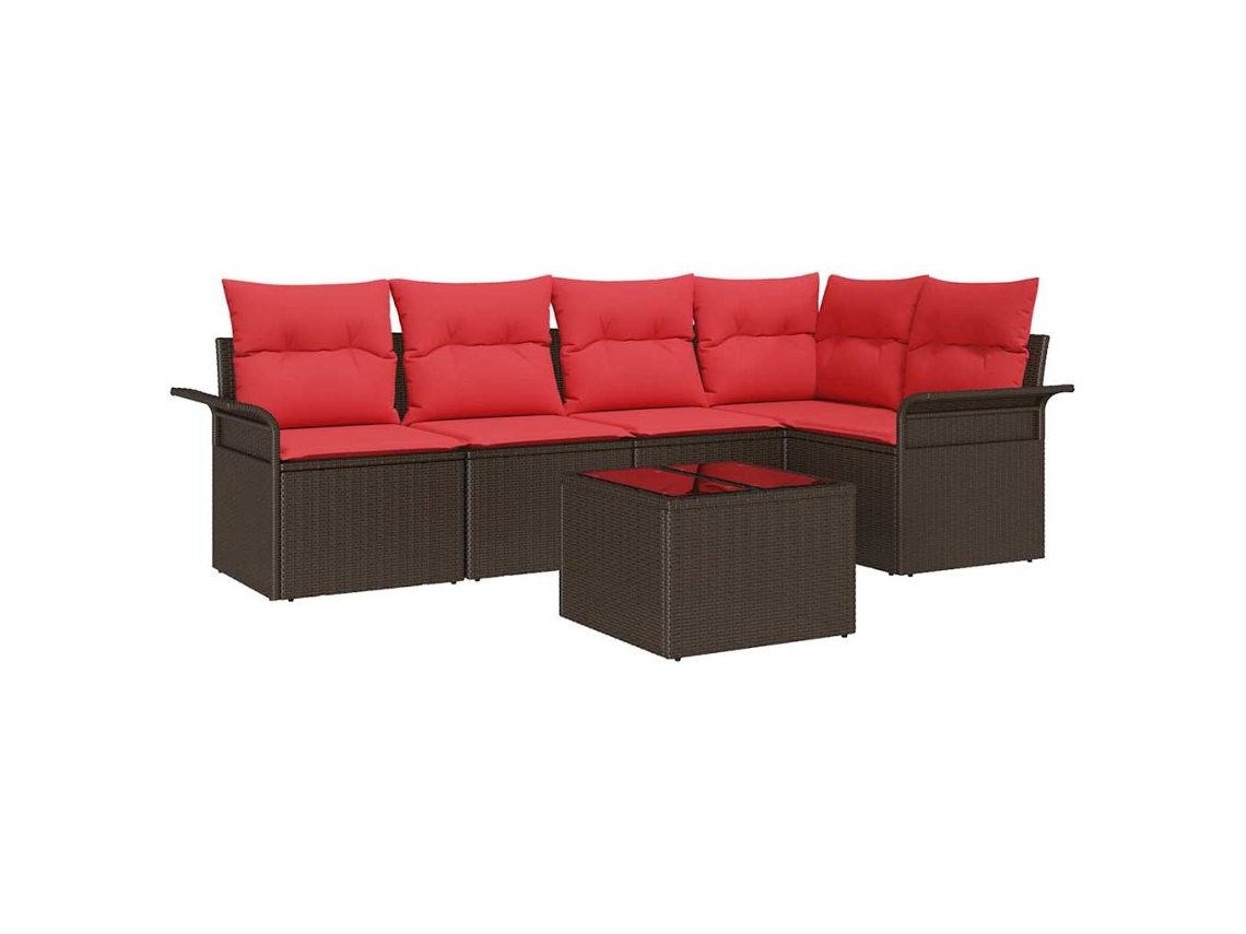 Maison Exclusive - Conjunto De Sofá De Jardim 6 Pcs Castanho Vime Pe