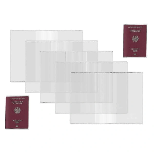 Pp Pacote Com 5 Porta, Passaportes, Porta, Passaportes De Plástico Transparente, Para Passaportes De Tamanho Padrão, Cartão De Identificação Rfid