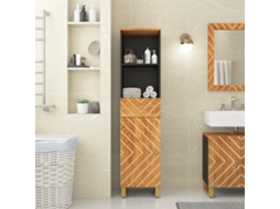 Vidaxl Armário Para Wc 38x33,5x160 Cm Mangueira Maciça Castanho/preto