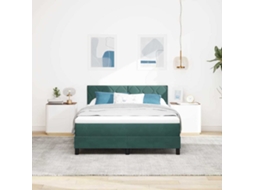Vidaxl Cama Box Spring Led Verde Escuro 140 X 190 Cm Veludo