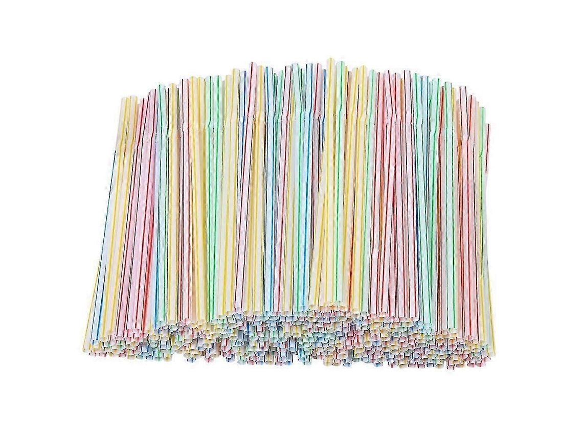 300 Canudos Plásticos Para Bebidas, 8 Polegadas De Comprimento, Com Listras Vermelhas, Descartáveis