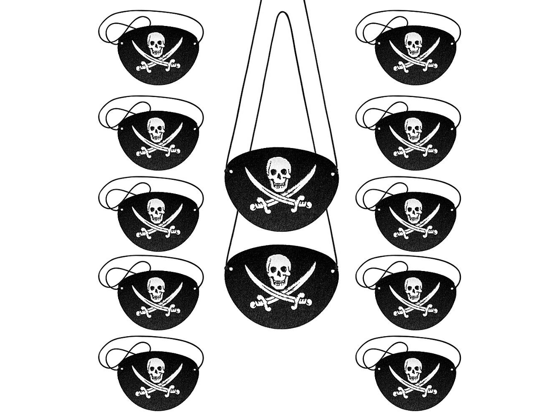 Pack de 12 Cegas de Pirata para Festa de Halloween LAXISCREED