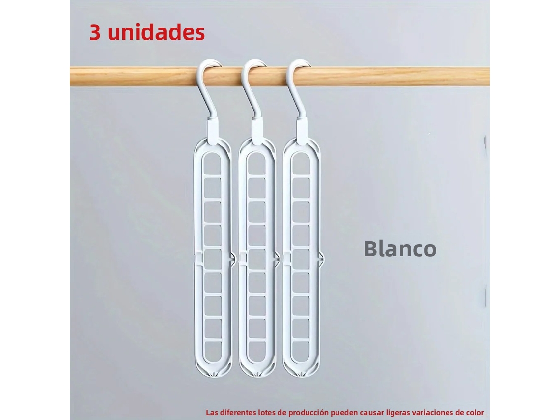 3 Cabides de Plástico Dobráveis com 9 Furos MDUG (branco)