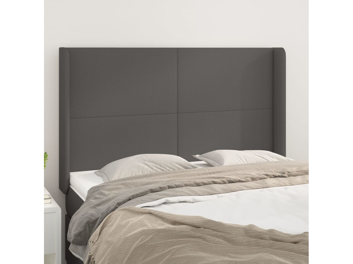 Cabecero con Alas de Polipiel 147x16x118/128 Cm Gris