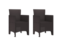 Conjunto 2 Cadeira Moderna Vidaxl Castanho Polipropileno (53 X 49 X 85 Cm)
