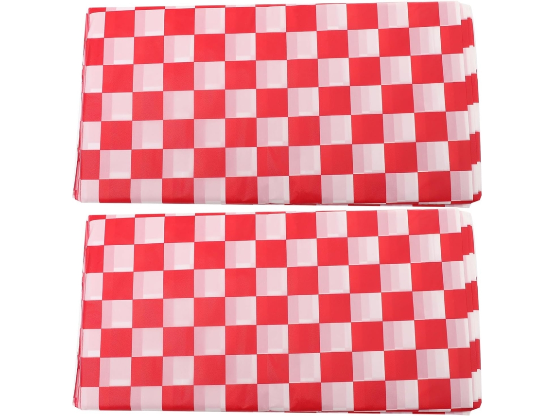 Toalha De Mesa Retangular De Plástico Xadrez Vermelha, 2 Peças.