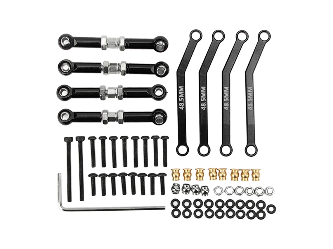 Mali conjunto de Ligações Dianteiras de Alta Altura 1/24 para Carro Crawler Fms Black em Liga de Alumínio e Aço Resistente Ao Desgaste