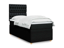 Vidaxl Cama Com Molas/colchão 90x200 Cm Tecido Preto