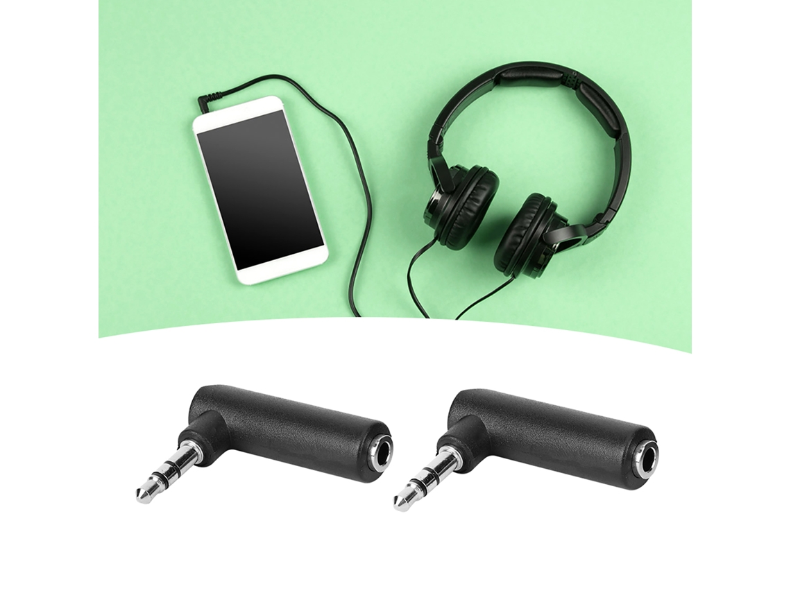 Pacote com 10 adaptadores de entrada para fone de ouvido estéreo de 3,5 mm macho para fêmea com ângulo de 90 graus