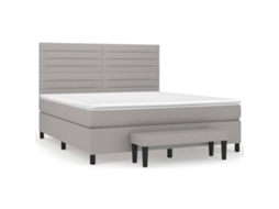 Cama com Molas/Colchão 160x200 Cm em Tecido Cinzento Claro MAISON EXCLUSIVE