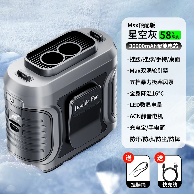 (3w Mah Cinza) Ventilador Portátil Para Usar Na Cintura Com Bateria De Longa Duração