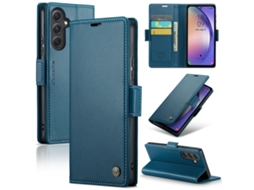 Capa Para Samsung Galaxy A54 5g Borboleta Fivela Litchi Textura De Telefone De Couro Rfid Antirroubo Azul