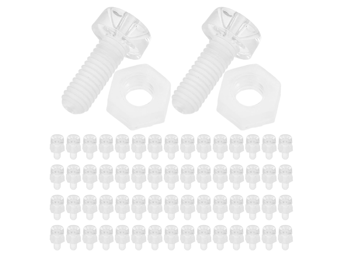 Conjunto De 100 Parafusos E Porcas Acrílico Transparente Com Encaixe Triangular Para Fixação Estável Fácil Utilização Em
