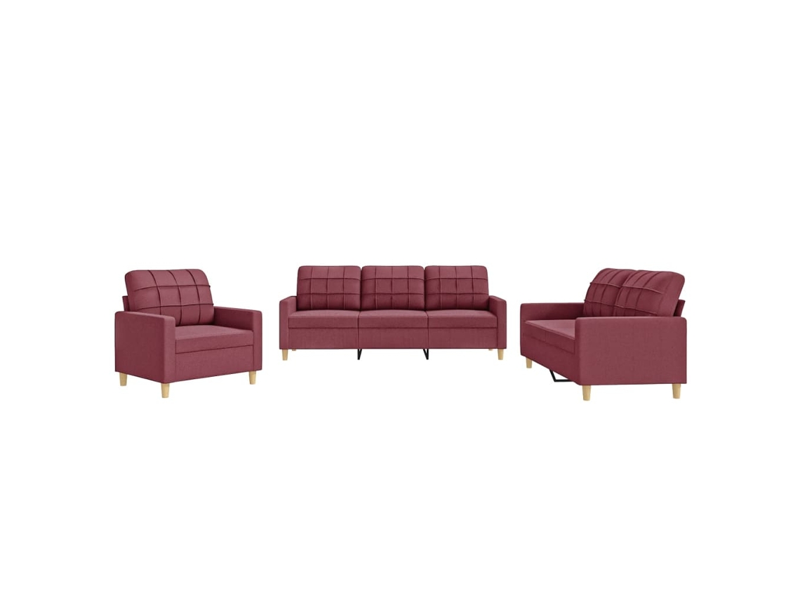 Sofa Set, Sofa Sets Vidaxl Vermelho Tecido (n/a)