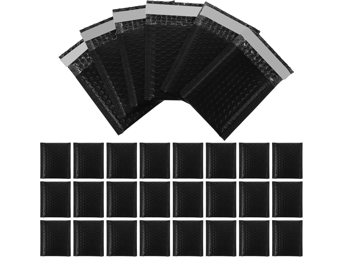 100 unidades de envelopes acolchoados pretos, sacos de expedição autoadesivos para joias e itens frágeis com estampa de touros.