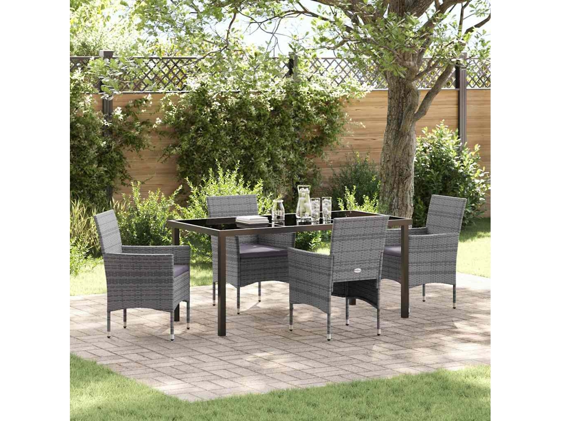 Vidaxl Conjunto De Jantar Para Jardim 5 Unid. Cinzeto Vime Pe