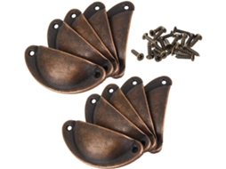 Puxador De Gaveta Estilo Vitoriano, Liga De Zinco, 82x 35mm, Conjunto De 10 Unidades Com Parafusos Bronze Avermelhado