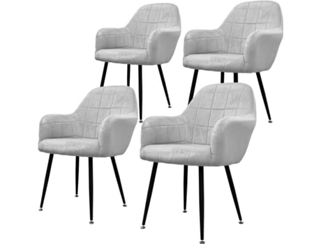 Conjunto de 2 Cadeiras de Jantar  37 Cinzento (Microfibra, Metal - 58x43x83 cm)